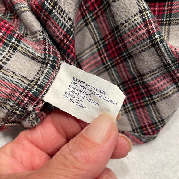 Gap Kids Size XXL Boys Flannel Button Up Shirt Red Gray Plaid Long Sleeve - Picture 7 of 11